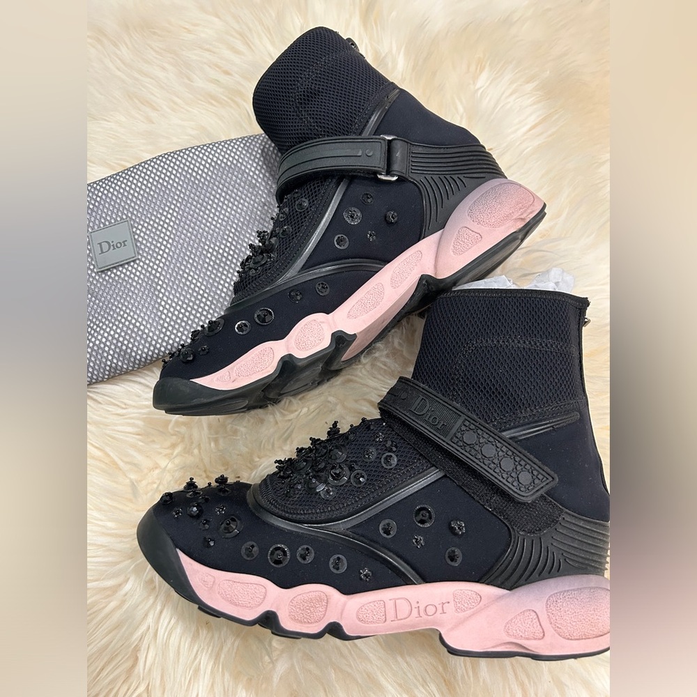 Dior Fusion Embellished Sock Sneakers · Rare Runway Style · Size 36